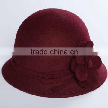 Australia wool felt High Quality Fashion Ladies Hat factory price whole sales floral hat with petals