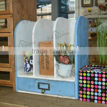 Rustic look solid wood magazine book shelf dividers with drawer