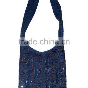 Wholesale Blue bohemian embroidered handbags and indian traditional shoulder bags,ethnic indian shoulder bags