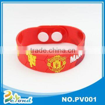 Embossed logo custom red soft pvc bracelet