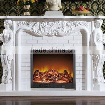 Carved Stone Woman Sculpture Marble Fireplace Mantels