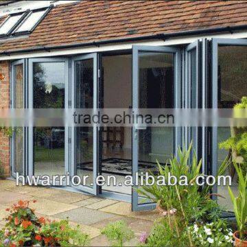 Residential aluminum bi-folding door with thermal break profile