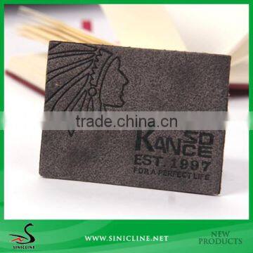 Sinicline New fashion embossing metal letter custom jeans leather patch