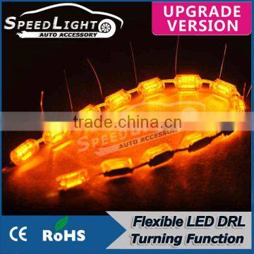 SpeedLight 2015 New Products 12V 24V 16W Crystal Flexible LED Daytime Running Lights With Turn Signal Function