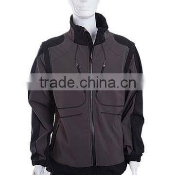 Soft shell windproof winter jacket with polartec fabric