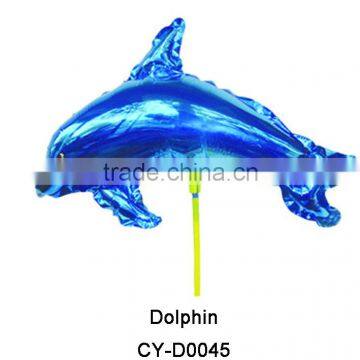 2016 hot sale inflatable dolphin shaped foil balloon custom mylar cup stick shape balloon for party decoration