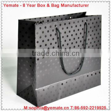 2013 Colorful Blue Printed Black Paper shopping bags wholesale with Ribbon Handle