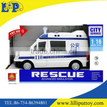 Funny friction power musical ambulance toy with light