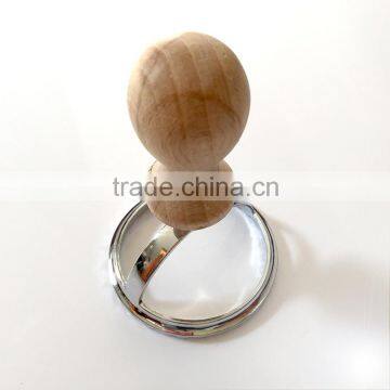 high quality zinc alloy round ravioli stamp with wooden handle