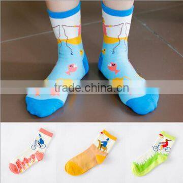 Bicycle Cartoon Socks,Christmas Socks, Lovely People Socks, Sneaker Socks ,Colorful Ankle Socks, Women Socks,Casual Socks,