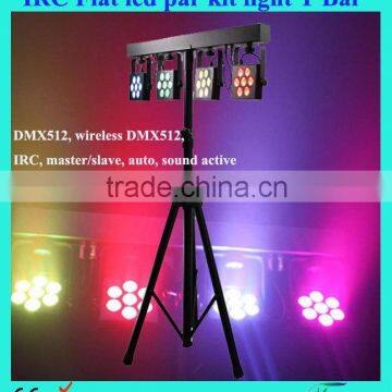 7x 9w 3 IN 1 rgb LED Par Kit Light T BAR 4-QUAD FLAT LED PAR 64 CAN