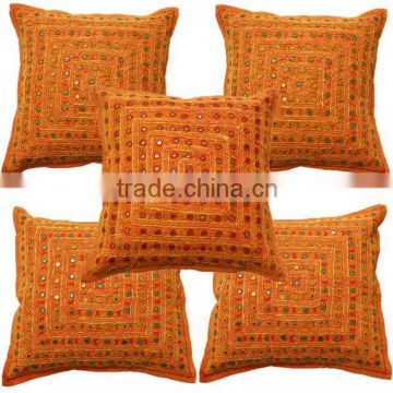 MULTI COLOURED HANDMADE EMBRIODERY MIRRORWORK BOHEMIAN CUSHION COVERS