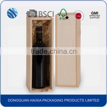 Empty wholesale pine wood wine gift box