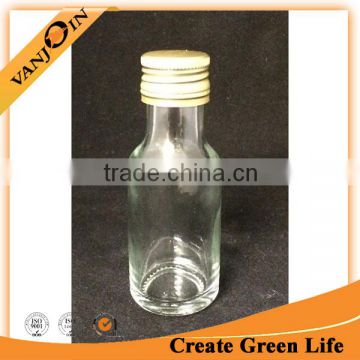 Round Shape 25ml Mini Glass Whiskey Bottle With Metal Cap