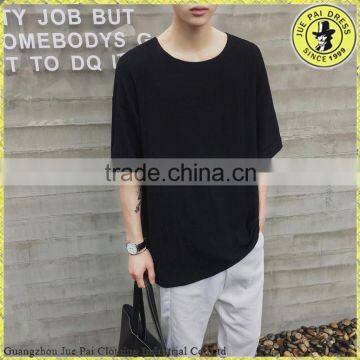 Men's round neck black t-shirt summer short-sleeved linen rock loose T-shirt                        
                                                Quality Choice