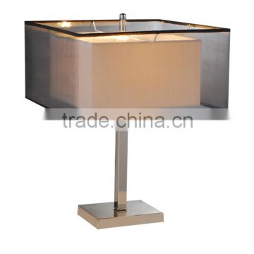 Hot sale modern contracted hotel bedside desk lamp with square fabric shade desk lamps