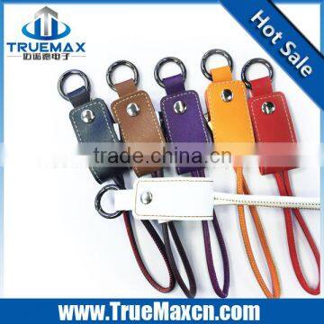 2016 Most Popular Fashional PU Leather Keychain Micro USB Data Cable for Samsung S6/S6 Edge/S7/S7 Edge