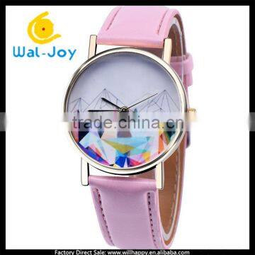 WJ-5394 mountain colorful face design vogue ladies wholesale popular cheap leather watch