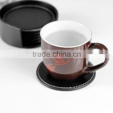 Kitchen Accessories Eco-friendly Pink PU Leather tea Cup Coaster                        
                                                Quality Choice