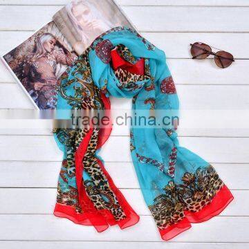 YiWu Factory Womens' fashionable muslin voile lace infinity scarf