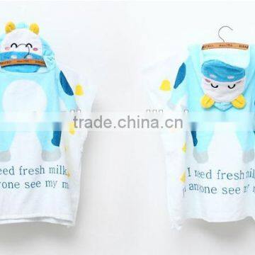 Oeko-Tex 100% Cotton Animal Kids Hooded Towel of Velour Printed photo-2