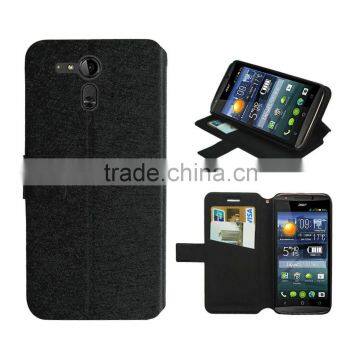 wallet leather case for Acer Liquid E700 case black silk slim stand wallet leather high quality factory price