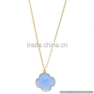 Blue Chalcedony Pendant Handmade Necklace Statement Necklace Chain Necklace