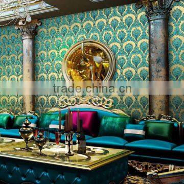 Peacock Feather Pattern Vinyl Wallpaper Entertainment 3d Fashion Wallpaper photo-2