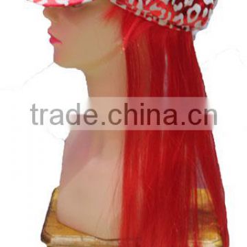 Red Hats Straight hair caps with wigs party decor