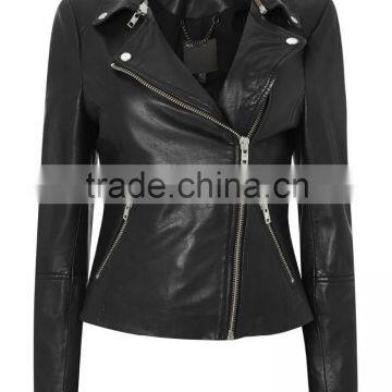 Black Biker Leather Jacket for Woman