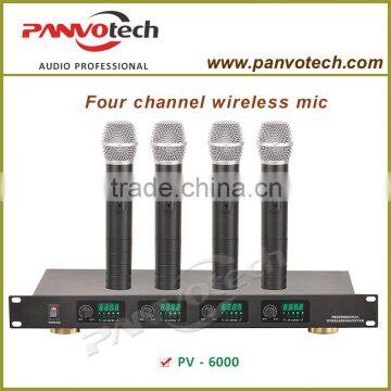 4-Channel Professional VHF wireless mic system with 4 handheld microphones