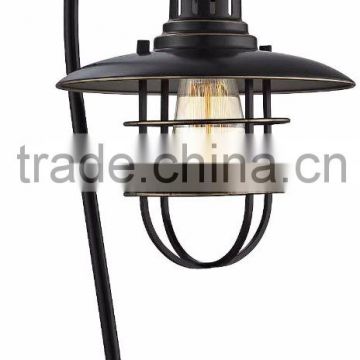 11.1-9 a nostalgic lantern Deep Bronze Metal Table Lamp a caged vintage bulb