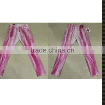 pink color new washing effect jeans women