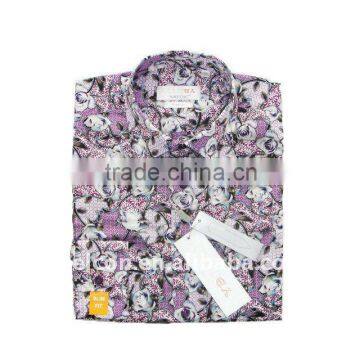 Men's classic European business dress silk cotton long sleeve printed stylish floral shirt