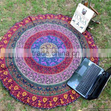 Indian Tapestry Mandala Round Roundie Yoga Mat Beach Throw Hippie Mandala Round Throw Beach Roundie Tapestry Beach Roundie Round