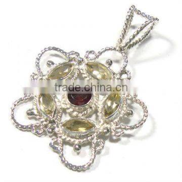 Hand made silver gemstone pendant 925 sterling silver