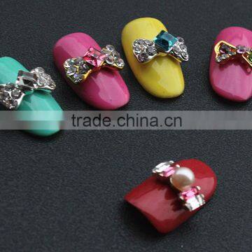 rhinestone pearl full butterfly bow design accessory for nail boutique DIY