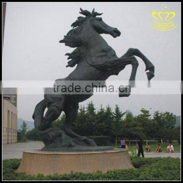 Custom animal bronze sculpture large prairie jumping horse square park sculpture