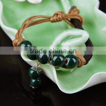 Adjustable length Retro Handmade woven bead bracelet , Ceramic Bracelet on sales