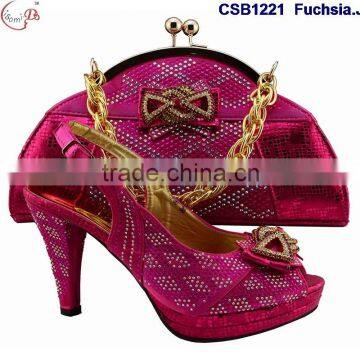 CSB1221 Africa fashion women ladies shoes matching bag fashion 2016 top sell wold shoes with bags