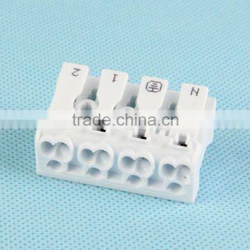 UL EC white PCB 4 poles Press type terminal solderless LED spring clamp terminal block