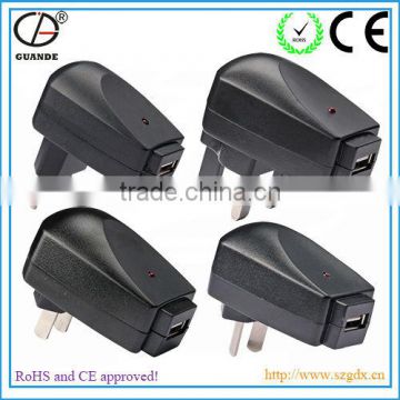 CE and RoHS Approved Plug for All Country USB Wireless Power Adapter Mobile Phone Battery Charger