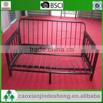 2015 new morden designs wooden handrail metal frame folding sofa cum bed