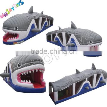 Outdoor giant obstacle course,shark inflatable obstacle course for sale