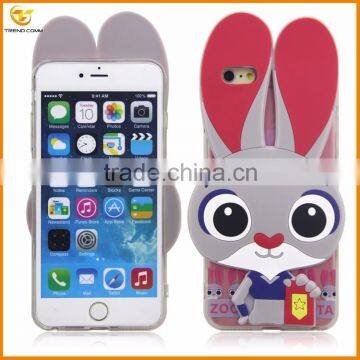 cartoon rabbit sticker pc+tpu clear case for iphone 6 6s