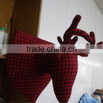 Christmas Doer Plush Plaid Deer Head for Wall Decoration photo-4