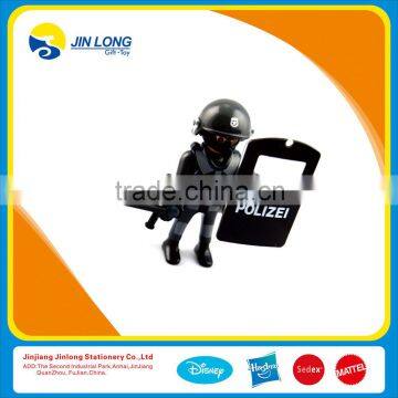 Armed police model toy with gun and Protective shield-Custom plastic collectible toys