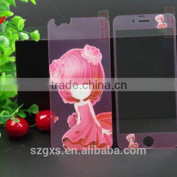 Beautiful Cartoon Mobile Phone Protective Case Front and Back Tempered Glass Screen Protector for Iphone 5