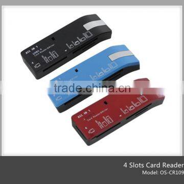 promotional custom logo all in1 usb 2.0 card reader with 4 slots(OS-CR109)