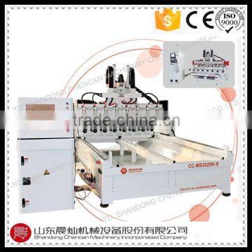 4 axis 3d 8 head cnc carving engraving cutting machine with rotary CC-MS2030K8